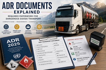 ADR-vaarallisten aineiden kuljetusasiakirjat ja vaadittu logistiikkadokumentaatio Euroopassa